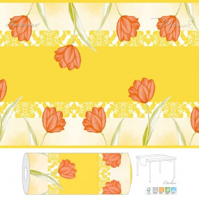 Šerpa na stůl z netkané textilie Sally, květinová, 40cm x 24m, Mank