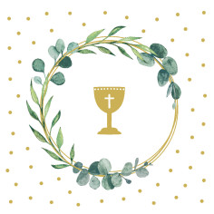 Ubrousky na 1.sv.přijímání, birmovku, konfirmaci Kalich, netkaná textilie, 40x40cm