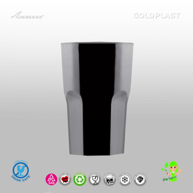 Plastová sklenice GRANITY černá - 400ml, nerozbitná, Gold Plast