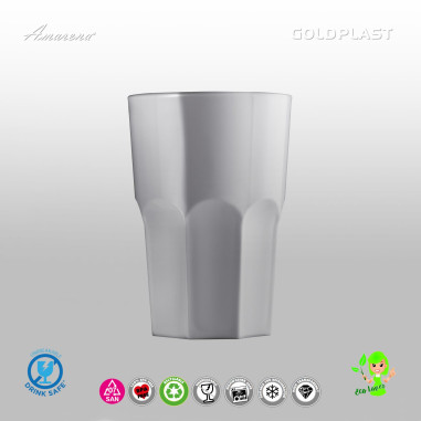 Plastová sklenice GRANITY bíla - 400ml, nerozbitná, Gold Plast