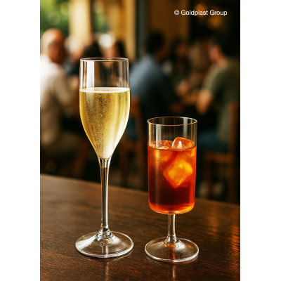 Plastové sklenice na sekt, prosecco, 110ml, transparentní