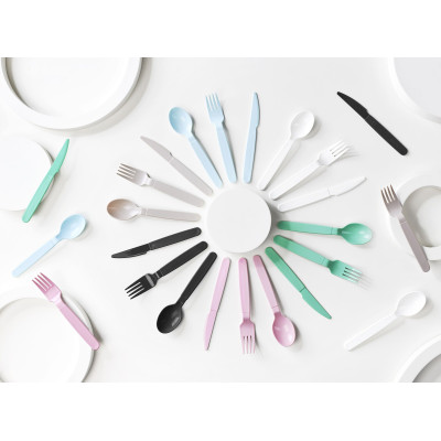 Plastová lžíce, 18,5 cm, nerozbitná, bílá, 6ks