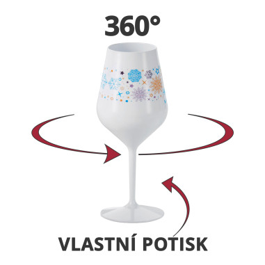 Nerozbitné plastové sklenice na víno s vlastním potiskem, 470ml