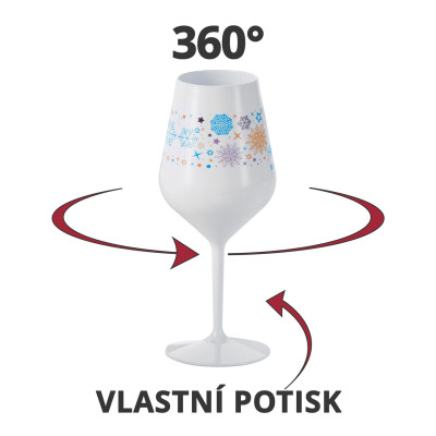 Nerozbitné plastové sklenice na víno s vlastním potiskem, 470ml