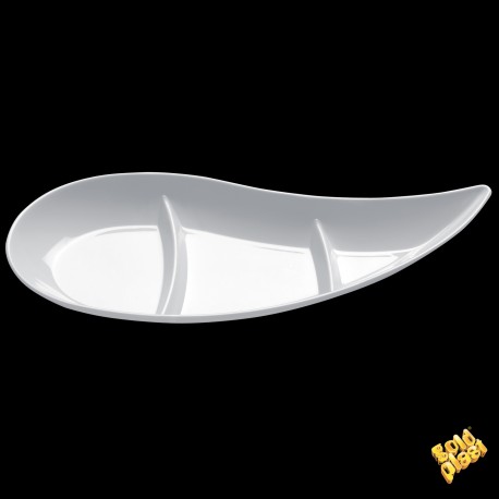 Plastový Finger food mini talířek Virgola - 120mm, bílý